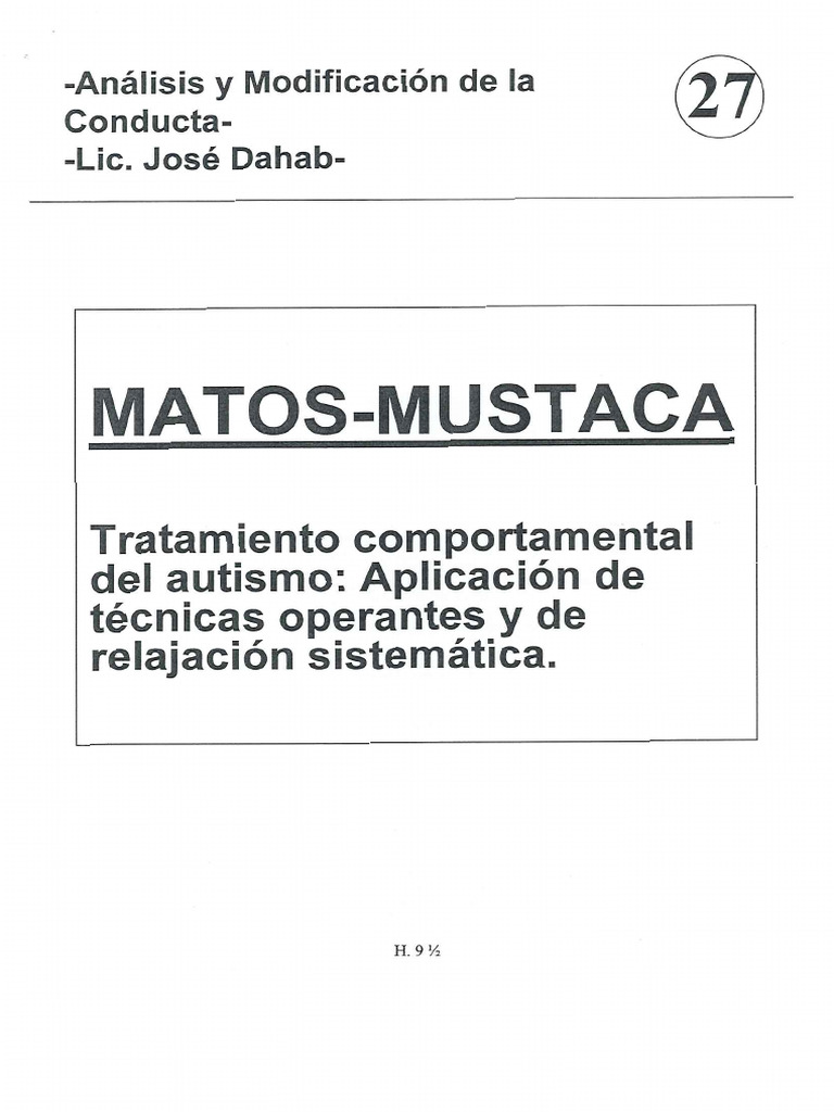 Matos y Mustaca - Tratamiento Comportamental Del Autismo, Aplicacion de ...