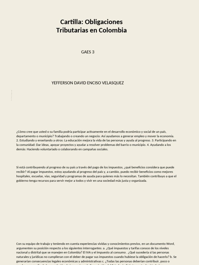 Obligaciones Tributarias en Colombia | PDF | Evasión de impuestos ...