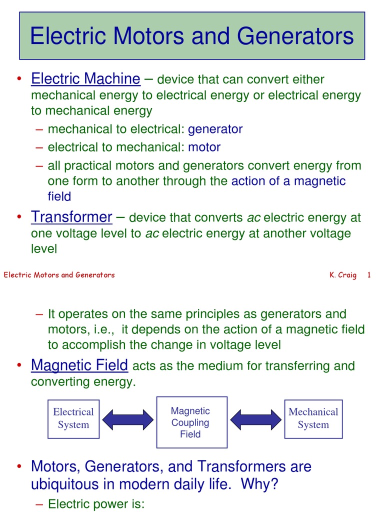 Electric Motors and Generators PDF Electric Motor Electric Generator