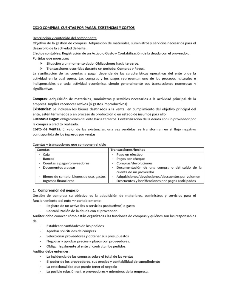 Ciclo de Compras y Cuentas por Pagar | PDF | Contabilidad | Calidad ...