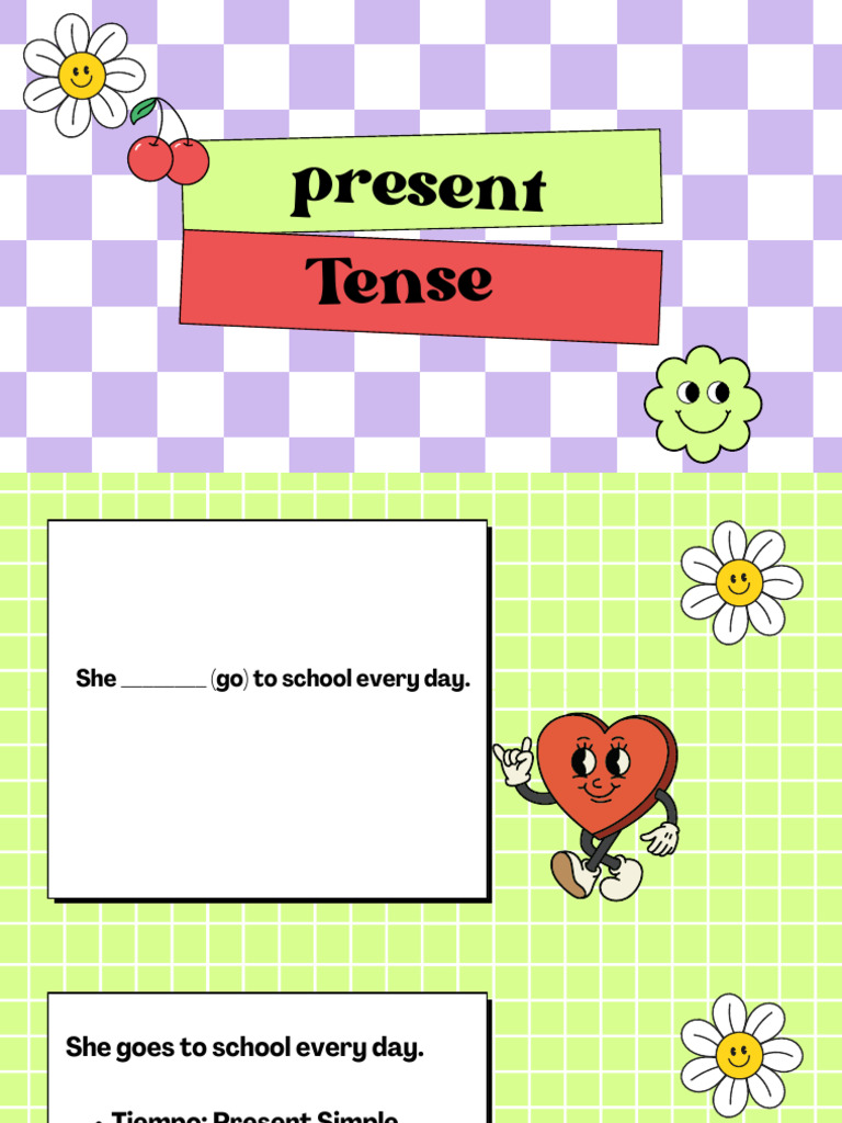 Simple Present Presentation in Colorful Groovy Retro Style | PDF