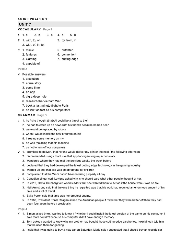 Vocabulary and Grammar Practice Guide | PDF