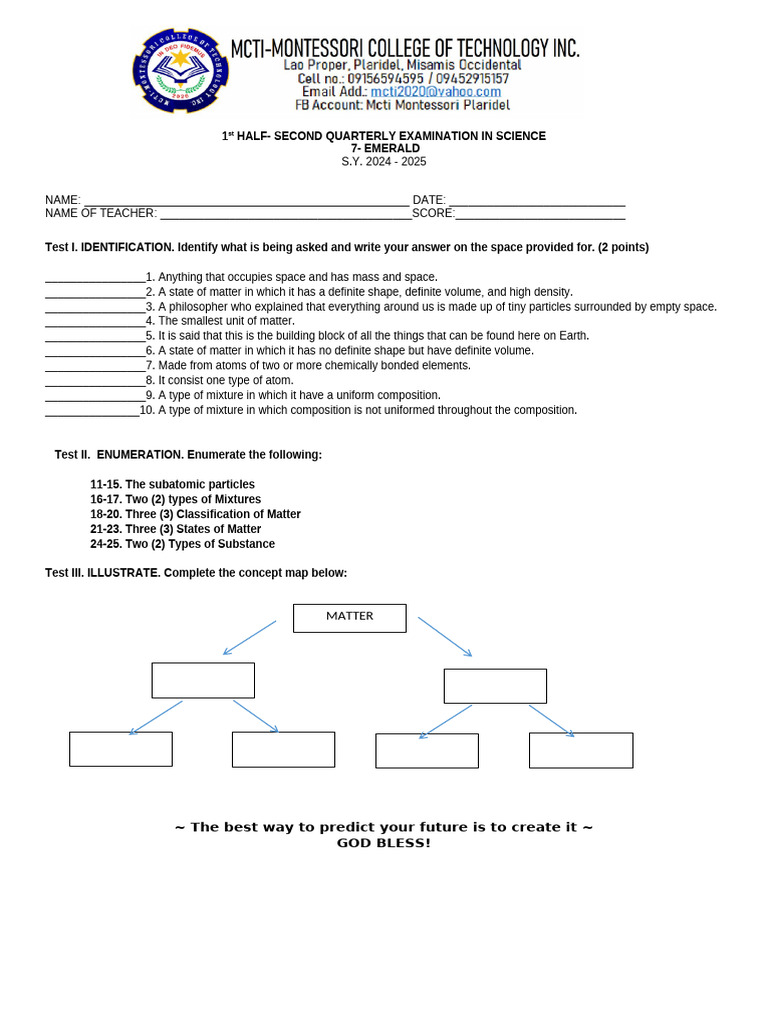 Science 7 First - Second Quarterly Examination | PDF