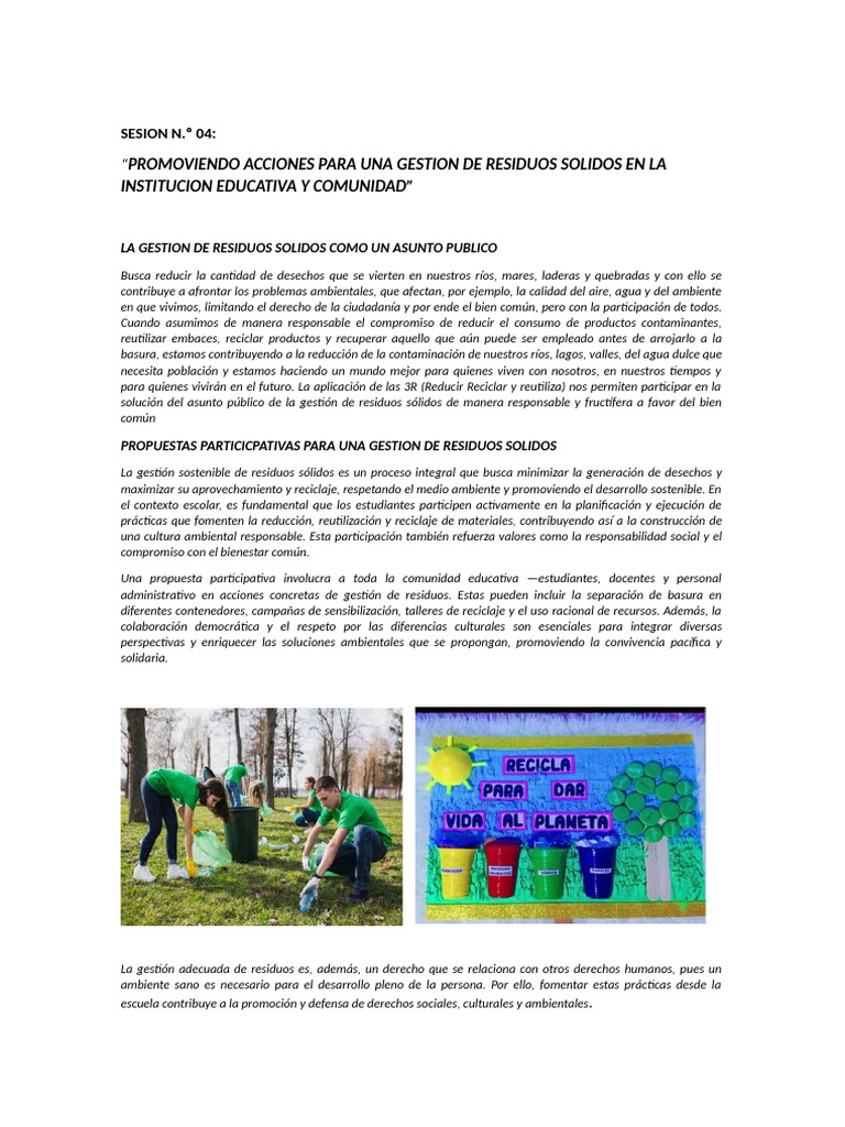 Gestión de Residuos en Educación Ambiental | PDF | Residuos | Gestión ...