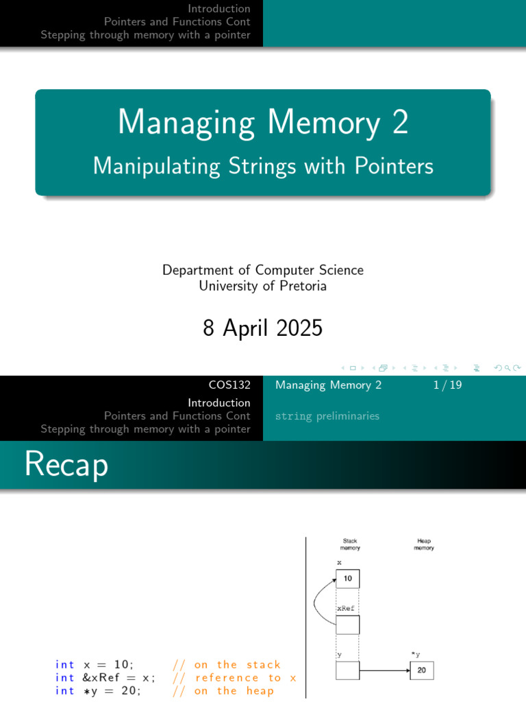 Understanding Pointers and Memory Management | PDF | Pointer (Computer ...