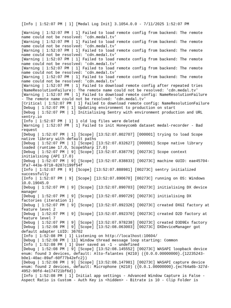 Medal Recorder Log Analysis 3.1054 | PDF | Scope (Computer Science ...
