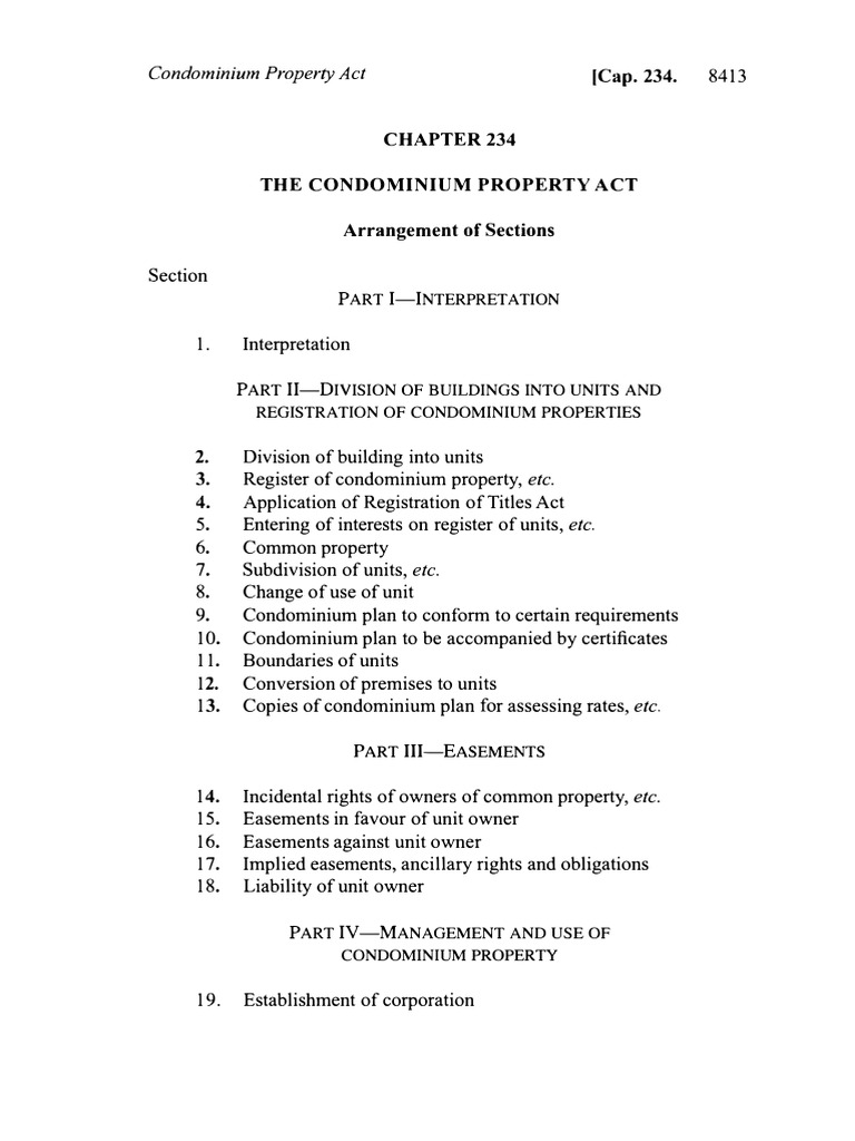Condominium Property Act Overview | PDF | Condominium | Easement