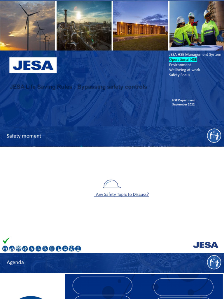 JESA Life Saving Rules: Safety Control Bypass | PDF | Gases | Safety