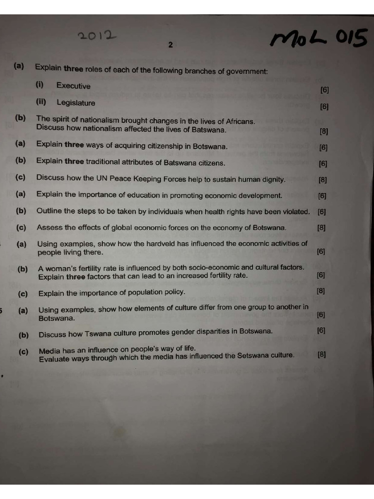 Social Studies BGSCE Paper 2 (2012-2022) - 105615 | PDF