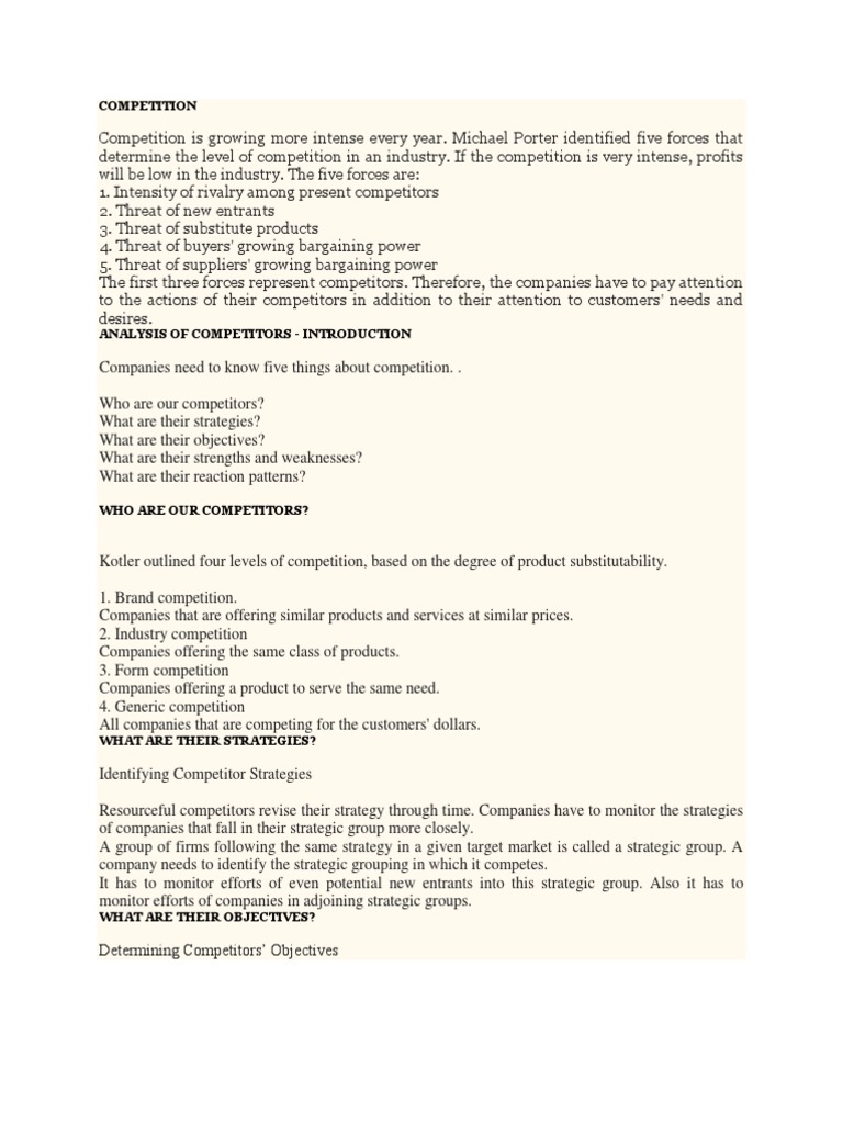 Competition | PDF | Competition | Strategic Management