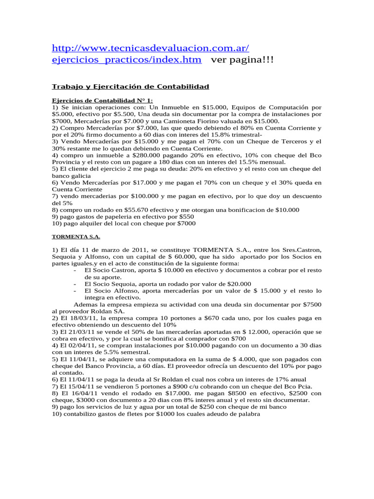 Ejercicios Prácticos de Contabilidad | PDF | Bancario | Deuda