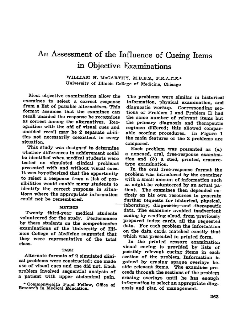 An Assessment of The Influence of Cueing Items In.10 | PDF