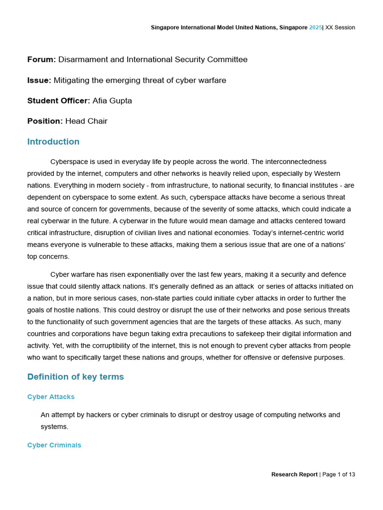 Cyber Warfare: Threats and Mitigation | PDF | Security | Cyberwarfare