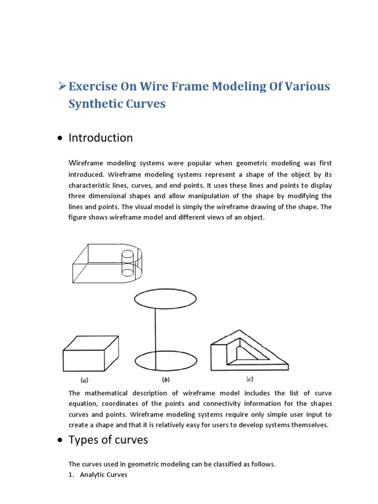 Exercise On Wire Frame Modeling of Various Synthetic Curves PDF Ellipse Curve