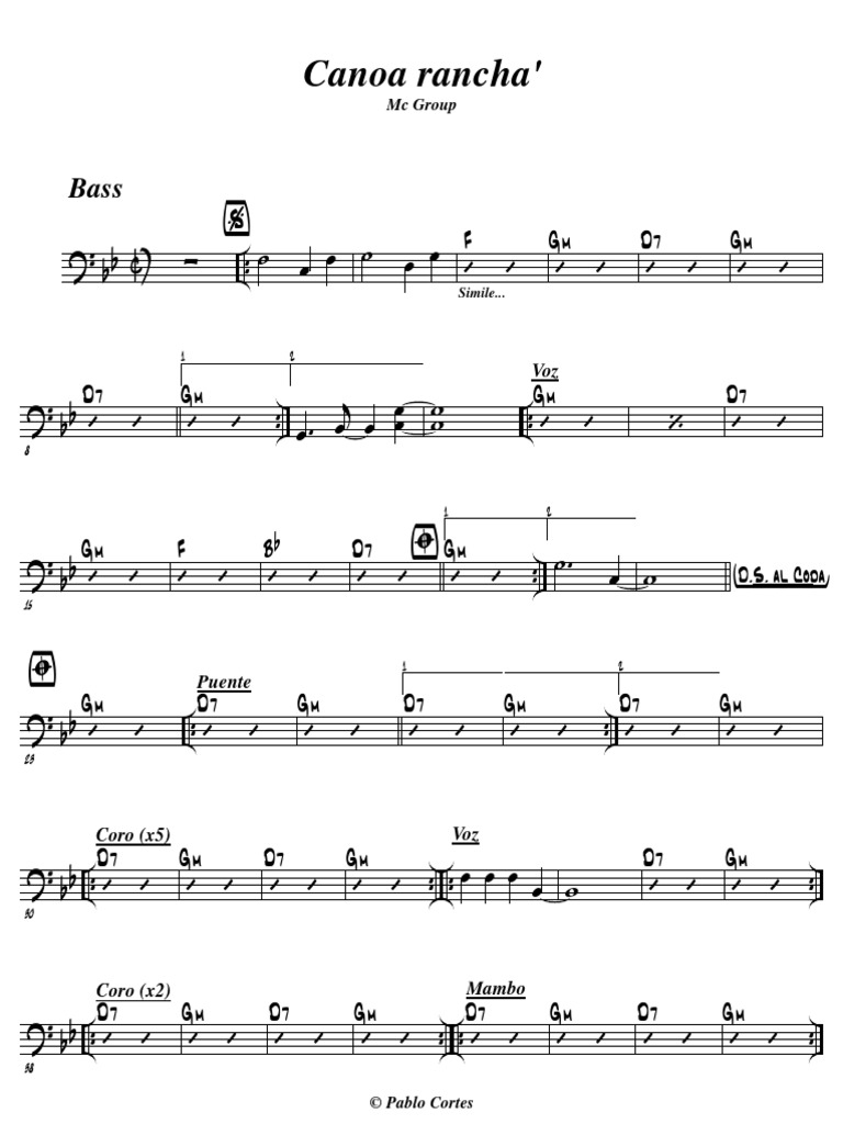 Partitura de Canoa Rancha' - Gm e D7 | PDF