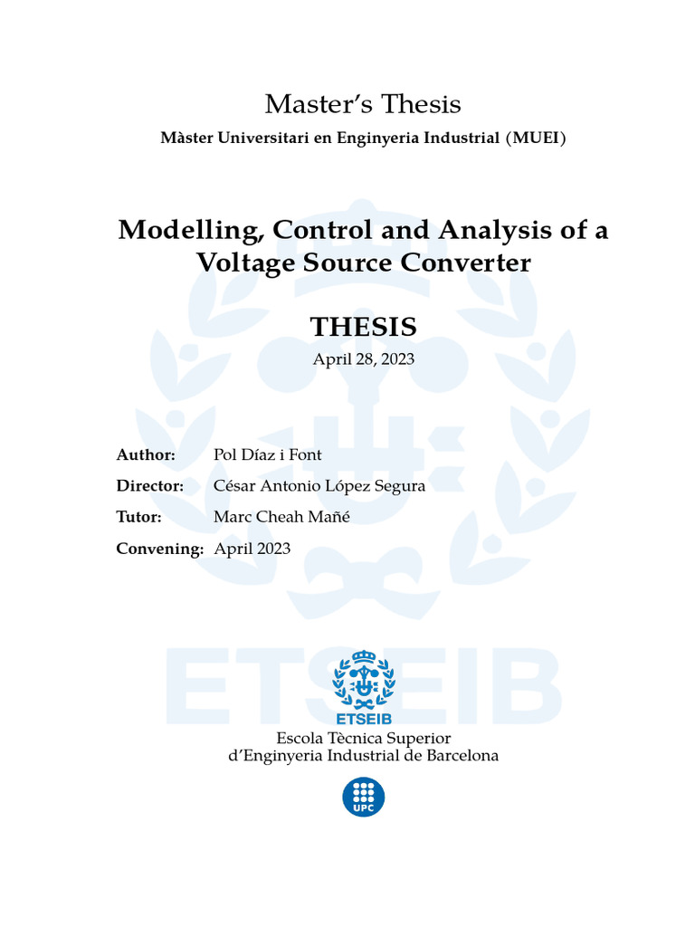 Modelling Control and Analysis of A Voltage Source Converter | PDF ...
