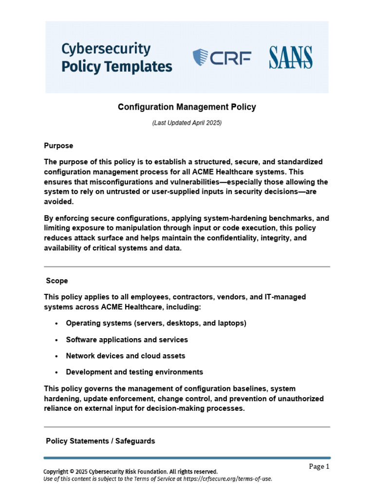 Configuration Management Policy Overview | PDF | Computer Security ...