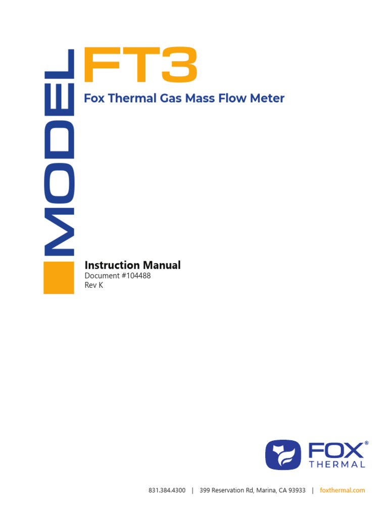 Fox Thermal FT3 Gas Flow Meter Manual | PDF | Flow Measurement