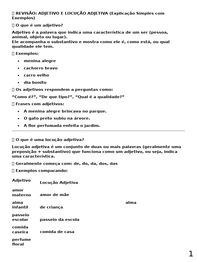 Adjetivos e Locuções Adjetivas: Guia Prático | PDF | Adjetivo