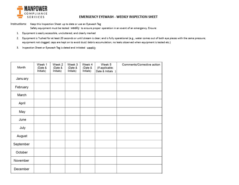 MCS Weekly Eye Wash Inspection | PDF