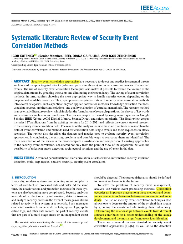 Systematic Literature Review of Security Event Cor | PDF | Cluster Analysis