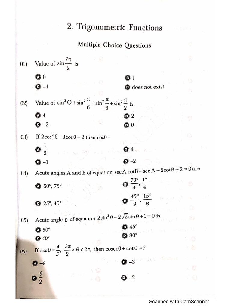Trigonometric Function DPP - 9fdaf7b9 7e2b 4a7c 94de 69785bb0fbd5 | PDF