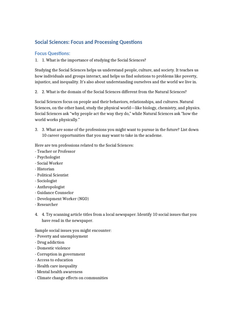 Social Sciences Questions and Answers | PDF | Social Sciences | Science