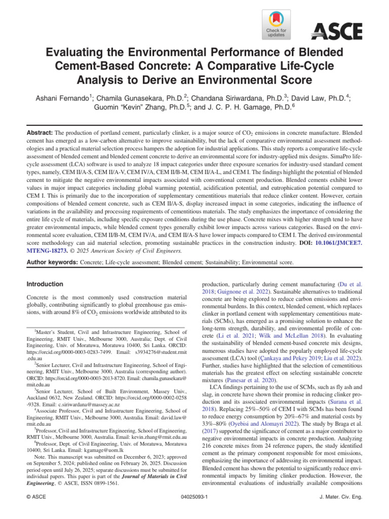 Environmental Score of Blended Cement | PDF | Cement | Concrete