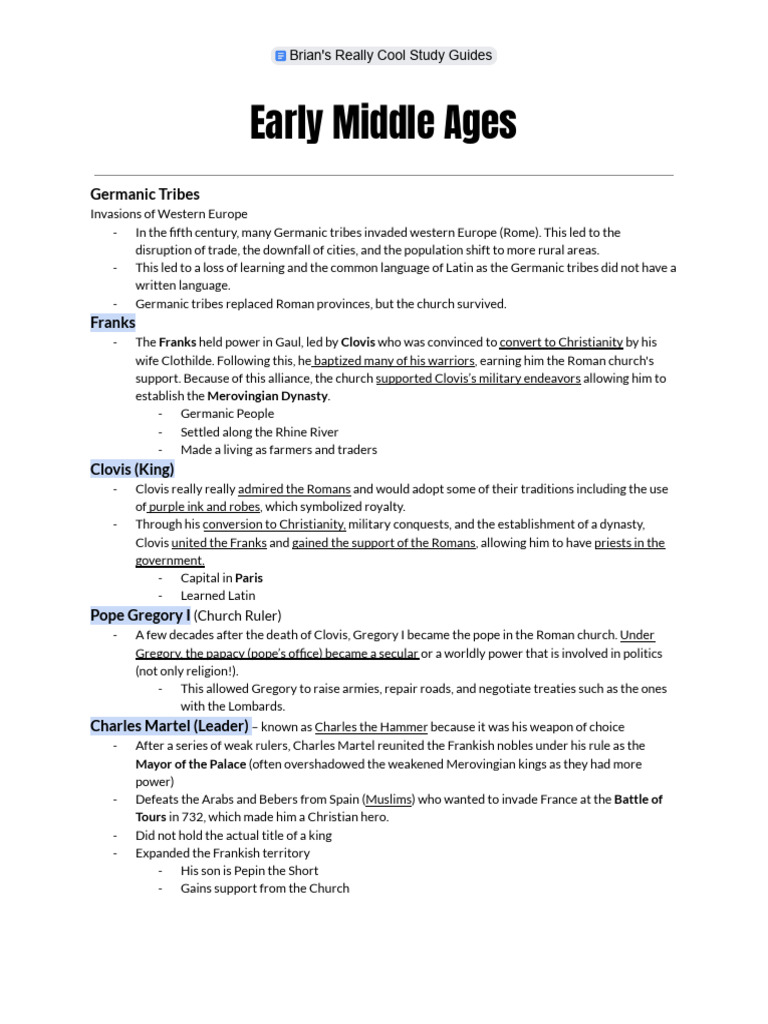 Early Middle Ages: Germanic Tribes & Feudalism | PDF | Charlemagne | Franks