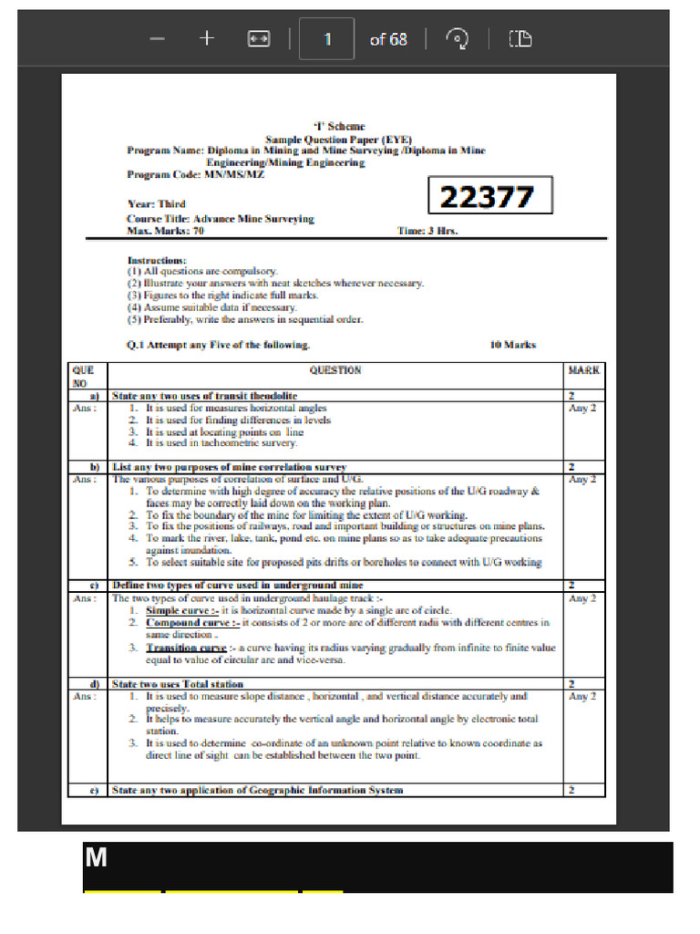 MSBTE Mining Solved Papers 2022-23 | PDF