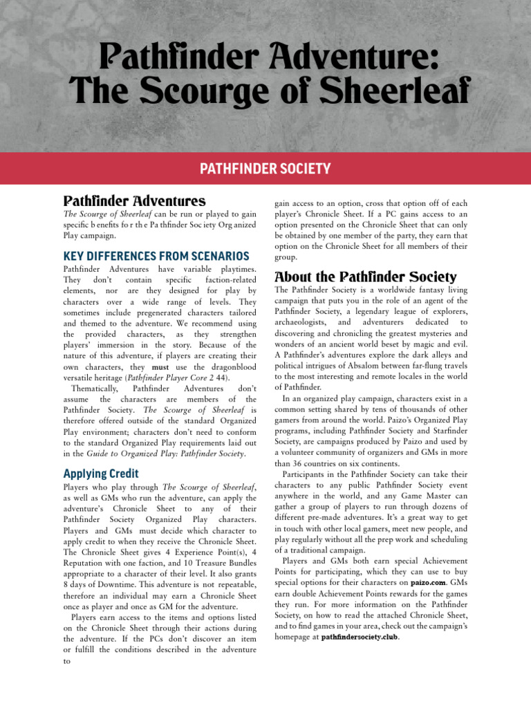 Pathfinder Adventure: Sheerleaf Guide | PDF | D20 System | Fantasy Role ...
