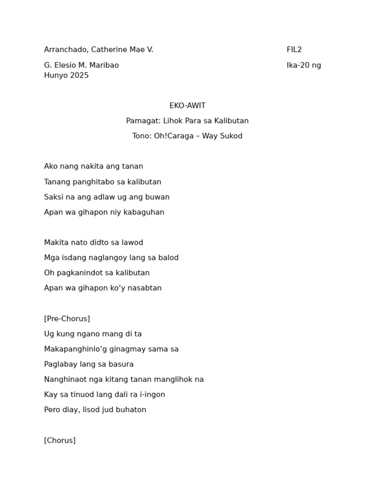 Eko Awit Final | PDF