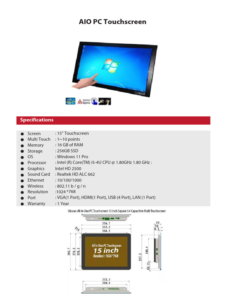 Brosur AIO PC Touchscreen 15inch | PDF