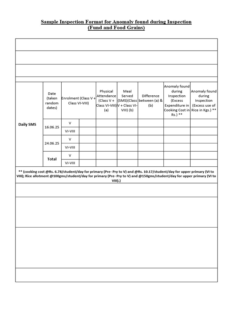 MDM Inspection Anomaly Report Format | PDF