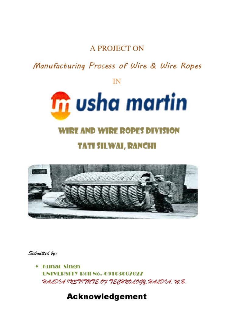 A Project On Manufacturing Process of Wire & Wire Ropes Wire and Wire