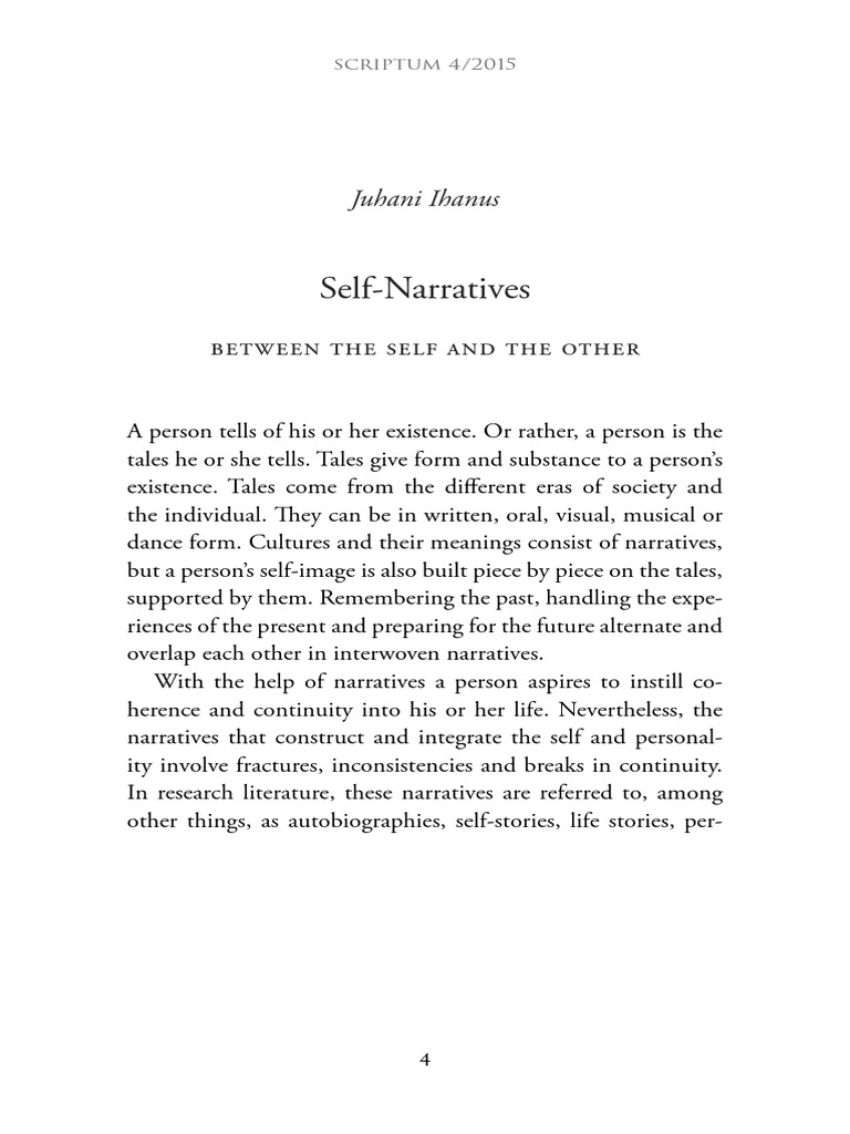 Ihanus Self-Narratives 2015 - Cópia | PDF | Narrative | Motivation