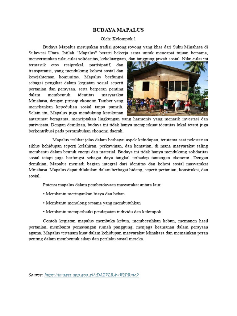 Budaya Mapalus: Gotong Royong Minahasa | PDF