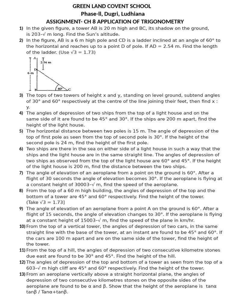 CH 9 Application of Trigonometry | PDF | Angle
