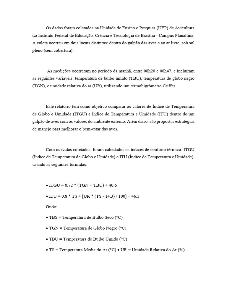 Conforto Térmico em Avicultura: Análise e Manejo | PDF | Calor | Umidade