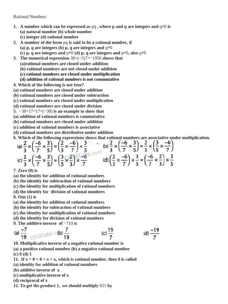 Understanding Rational Numbers and Operations | PDF | Multiplication ...