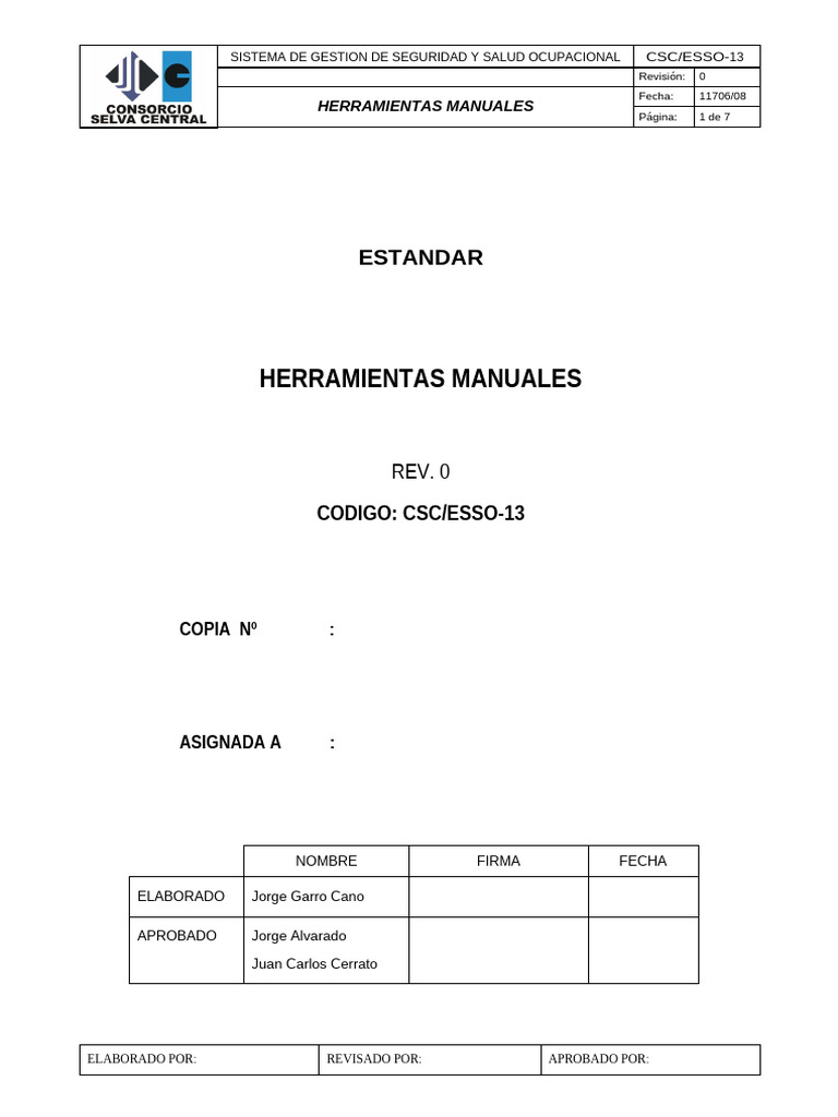 Cuidado de Herramientas Manuales | PDF | Tornillo | Seguridad y salud ...