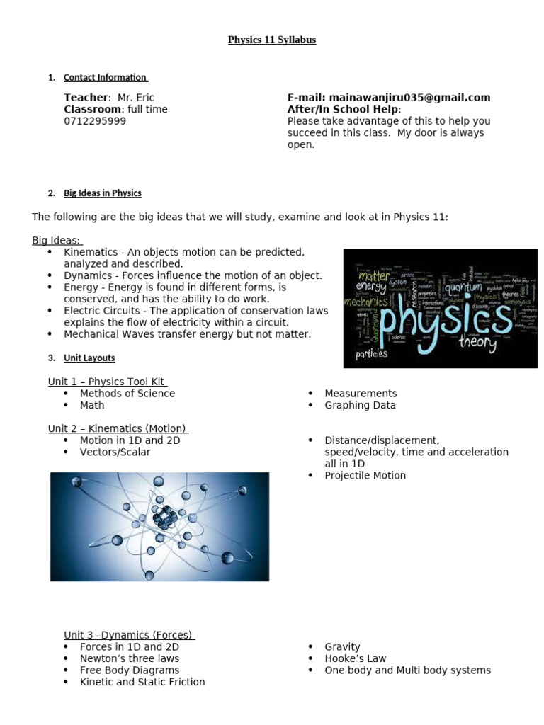 Grade 11 Physics Syllabus Overview | PDF | Force | Classical Mechanics