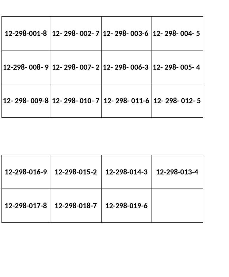 Liste des codes 12-298 à 12-299 | PDF