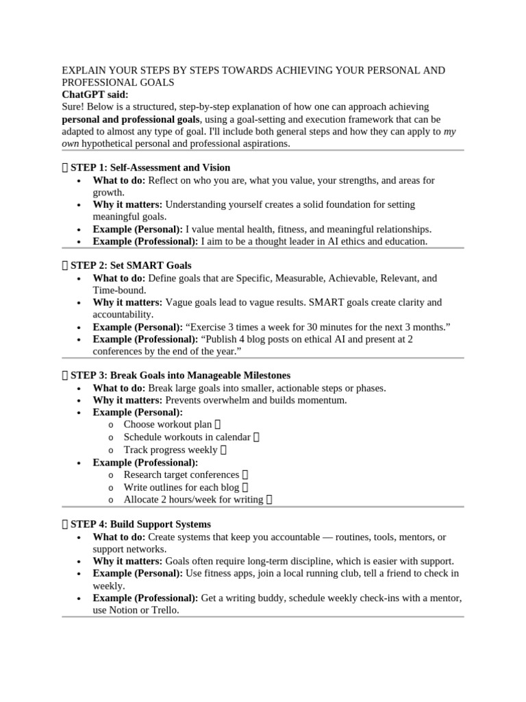 Step-by-Step Goal Achievement Guide | PDF | Goal | Alternative Medicine