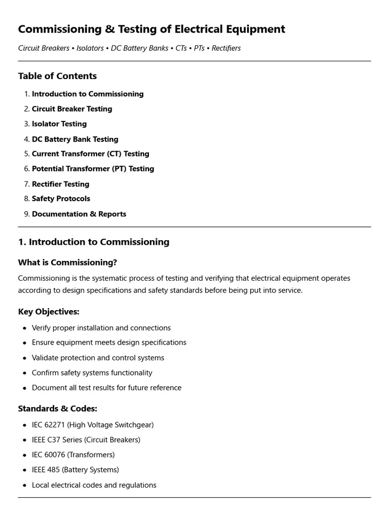 Electrical Equipment Testing Guide | PDF | Rectifier | Transformer
