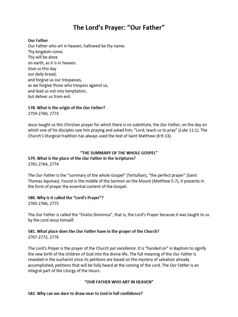 Understanding the Lord's Prayer | PDF | Lord's Prayer | God The Father