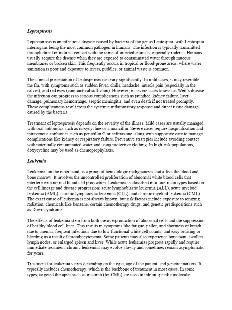 Curated visual reference: Visual Reference: Leptospirosis And Leukemia Pdf Leukemia