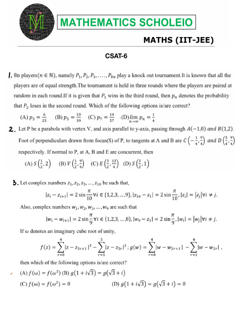 089) Cumulative Assessment Test Paper-6 | PDF