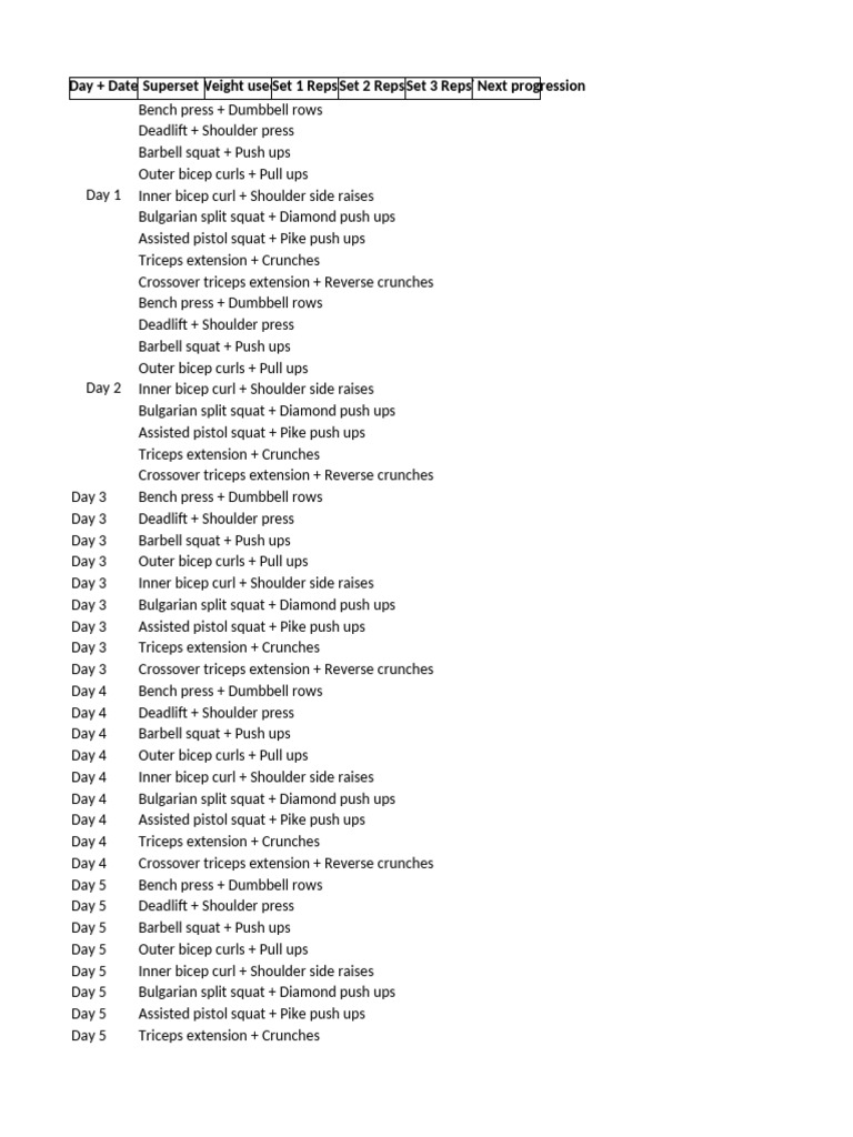 Weekly Workout Plan with Rest Days | PDF | Physical Fitness | Physical ...