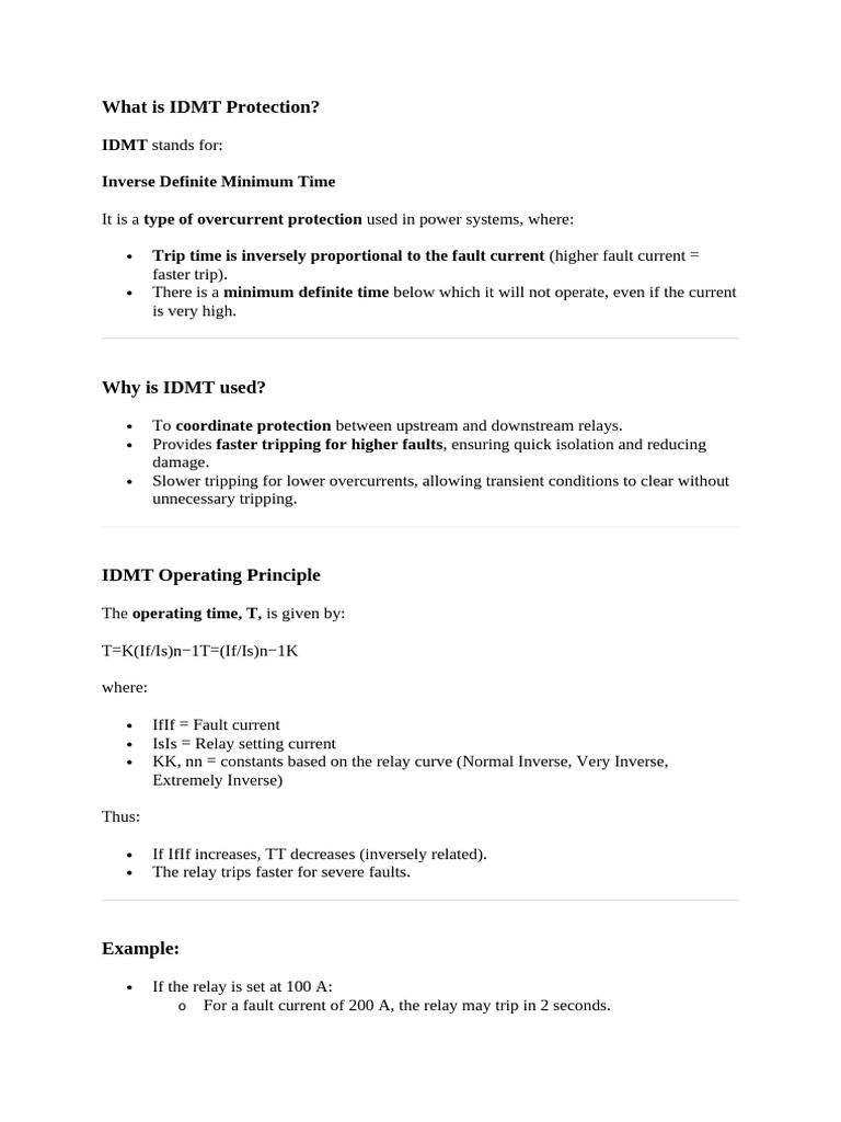 Understanding IDMT Protection Characteristics | PDF | Electrical ...